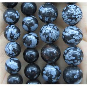round Snowflake Obisidian jasper beads, approx 12mm dia