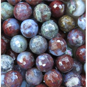 red Blood Stone beads, faceted round, approx 10mm dia