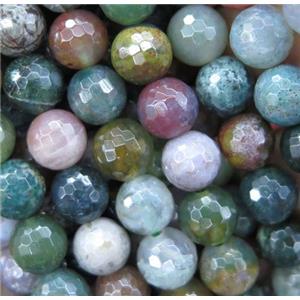 Indian Agate beads, faceted round, multi-color, approx 8mm dia