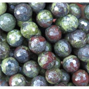 Dragon Blood Jasper beads, faceted round, green, approx 4mm dia