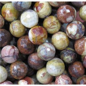 red Rhyolite beads, faceted round, approx 6mm dia