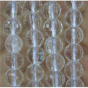 Clear Quartz bead, faceted round, approx 8mm dia