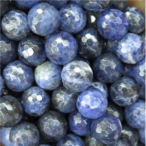 blue Sodalite bead, faceted round, approx 4mm dia