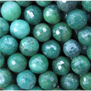 African Green Verdite Beads Faceted Round, approx 8mm dia