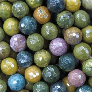 Ocean Jasper Beads, faceted round, multi-color, approx 6mm dia