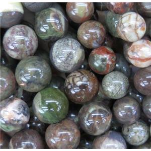 round Rainforest Agate beads, approx 4mm dia