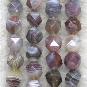 faceted round Botswana Agate ball beads, approx 12mm dia