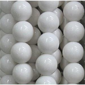 white jade bead, round, 10mm dia, approx 38pcs per st
