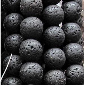 round black lava beads, 12mm dia, approx 31pcs per st