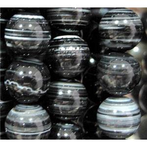 black stripe agate beads, round, 12mm dia, approx 31pcs per st