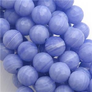 Synthetic Blue Lace Agate Beads, faceted round, 8mm dia, approx 48pcs per st
