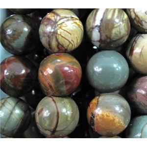 round Picasso Jasper Beads, approx 10mm dia