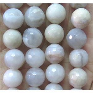 white Crazy Lace Agate Beads, faceted round, approx 4mm dia