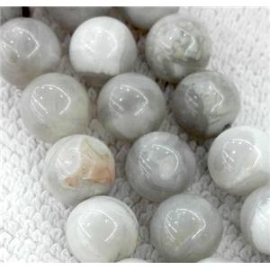 white Crazy Agate beads, round, approx 12mm dia