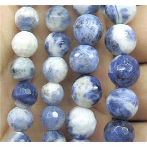 blue sodalite beads, faceted round, approx 8mm dia