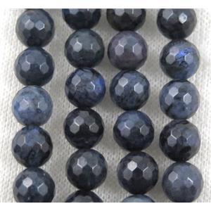 blue Dumortierite jasper beads, faceted round, approx 8mm dia
