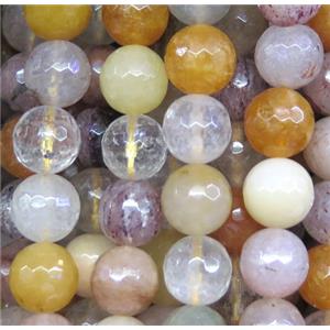 mix rutilated quartz bead, faceted round, approx 8mm dia