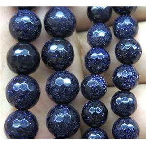 blue sandstone bead, faceted round, approx 6mm dia