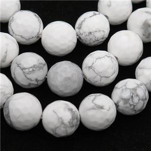 white Turquoise Howlite beads, faceted round, approx 8mm dia