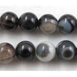 round Chinese Botswana Agate beads, black, 6mm dia, approx 67pcs per st.