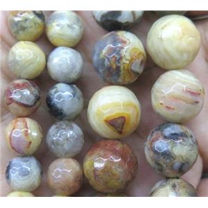faceted round Crazy Agate Beads, approx 8mm dia