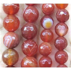 red stripe agate beads, faceted round, approx 6mm dia