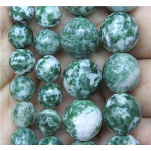 green Dalmatian Jasper bead, faceted round, approx 6mm dia