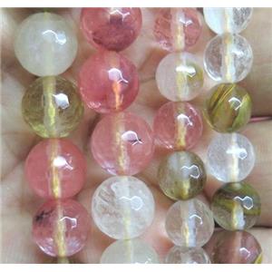 watermelon quartz beads, faceted round, approx 6mm dia