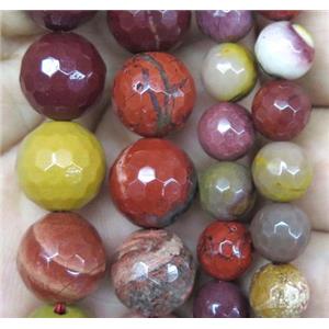 Mookaite beads, faceted round, approx 6mm dia