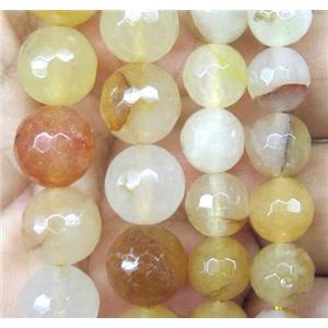 Yellow Jade Beads, faceted round, approx 10mm dia