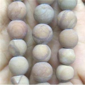 round matte Wooden Lace Jasper beads, approx 10mm dia