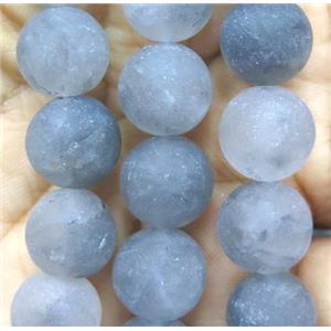 round matte Cloudy Quartz Beads, grey, approx 10mm dia