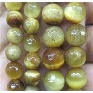 faceted round Gold Tiger eye stone beads, approx 10mm dia