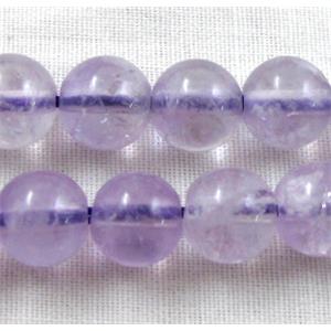 Amethyst crystal gemstone beads, AA-Grade, round, 6mm dia, approx 65pcs per st.