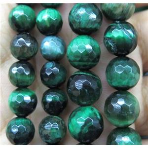 faceted round green Tiger eye stone beads, approx 8mm dia