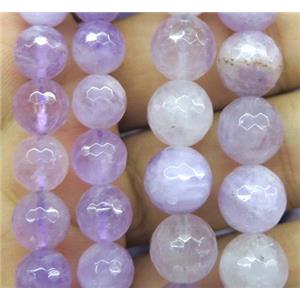 faceted round lavender Chalcedony stone beads, approx 8mm dia