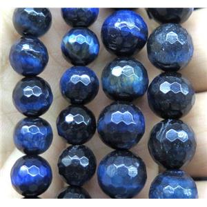 blue tiger eye stone beads, faceted round, approx 8mm dia
