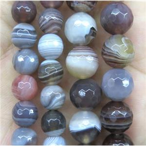 natural grey Botswana Agate beads, faceted round, approx 4mm dia