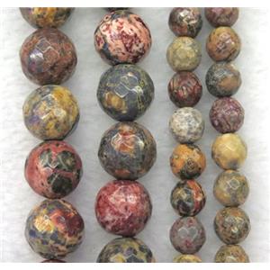 faceted round Red LeopardSkin Jasper beads, approx 4mm dia