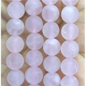 matte round Rose Quartz beads, pink, approx 12mm dia