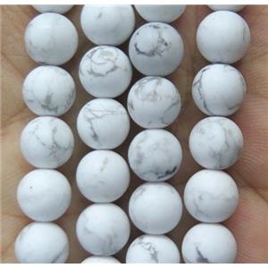 matte round white turquoise howlite beads, approx 8mm dia