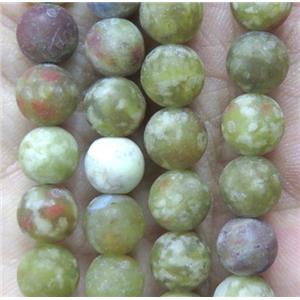 round matte Green Serpentine Jasper Beads, approx 4mm dia