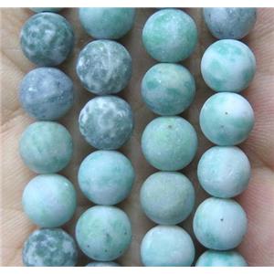 Chinese Nephrite Jade Beads Matte Round Green, approx 6mm dia