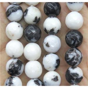 black Zebra Jasper beads, faceted round, approx 10mm dia