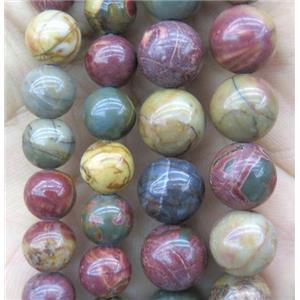 round red Picasso Creek Jasper Beads, approx 6mm dia