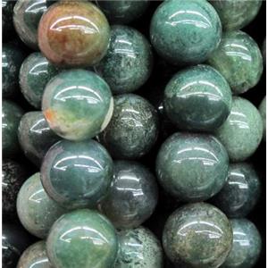 Round Green Moss Agate Beads, approx 10mm dia, 38pcs per st