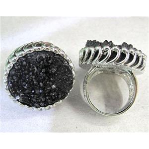 black druzy agate ring, approx 25mm, 19.5mm dia
