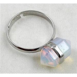 white opalite ring, bullet, approx 10-16mm