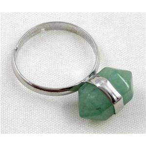 green aventurine ring, bullet, approx 10-16mm