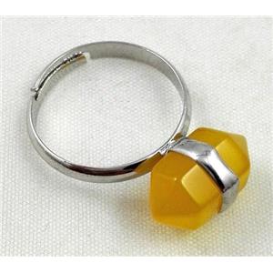 yellow jade ring, bullet, approx 10-16mm